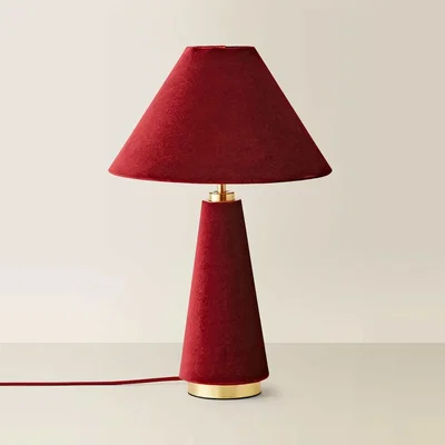 The Range Martha Conical Velvet Table Lamp - Burgundy / No