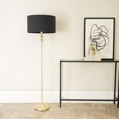 The Range Maggie Gold Floor Lamp with Drum Shade - Charcoal / Without Bulb
