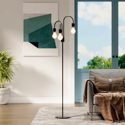The Range Tall Modern Industrial Standing Floor Lamp - Sand Black