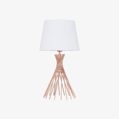The Range Copper Metal Wire Twist Design Table Lamp With White Shade - Copper