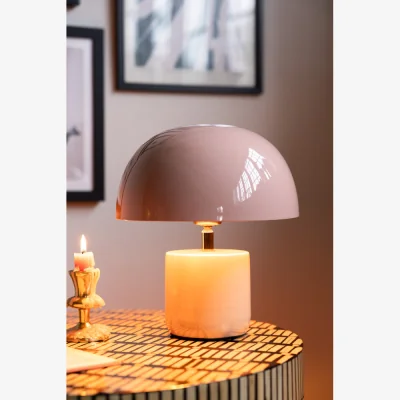 Rockett St George Dusky Pink & Stone Domed Table Lamp