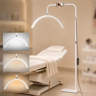 The Range HOMCOM Half Moon Lash Light, Beauty Floor Lamp with Rotatable Head