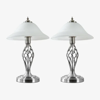 The Range Memphis Glass Shade Twist Table Lamps - Set of 2 - Chrome