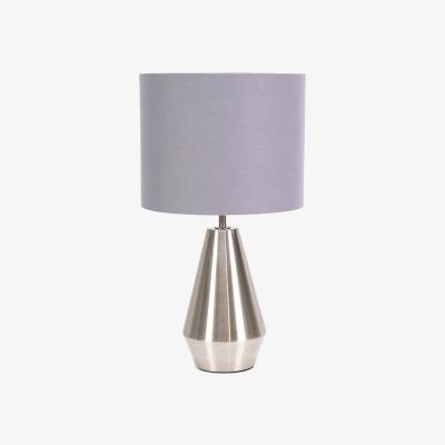 The Range Jax Chrome Dimmable Touch Table Lamp with Grey and Metallic Chrome Shade  Bulb - Silver