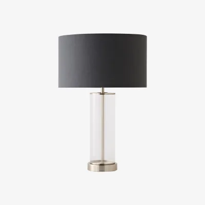 The Range Calin Chrome Rib Glass Table Lamp Metallic Inner Shade - Charcoal Chrome / No - Brushed Chrome / Yes