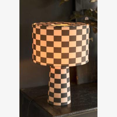 Rockett St George Charcoal & Natural Checkerboard Table Lamp - SECONDS