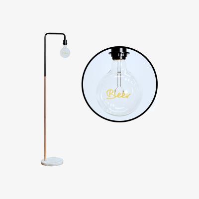 The Range Talisman Black Copper Floor Lamp White Marble Base with Beer Bulb - Copper