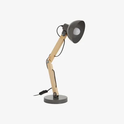 The Range Blake Grey Wood And Metal Table Lamp - Grey