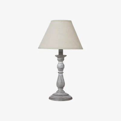 The Range Augusta Column Table Lamp With Elegant Linen Shade - Grey