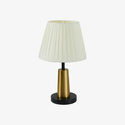 The Range Table Lamp with Pleated Fabric Shade - Beige White