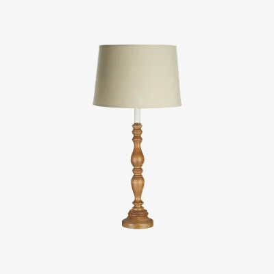 The Range Emely Candle Table Lamp with Wooden Round Base - Natural