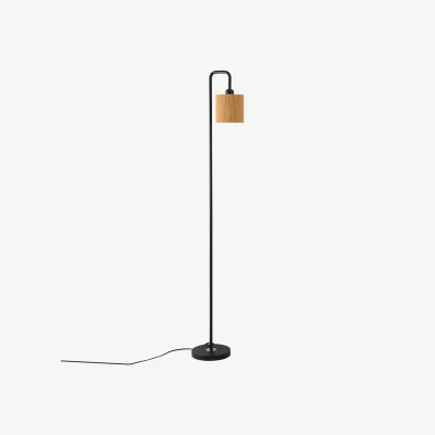The Range Modern Floor Lamp with Handmade Paper String Shade - Light Brown and Black