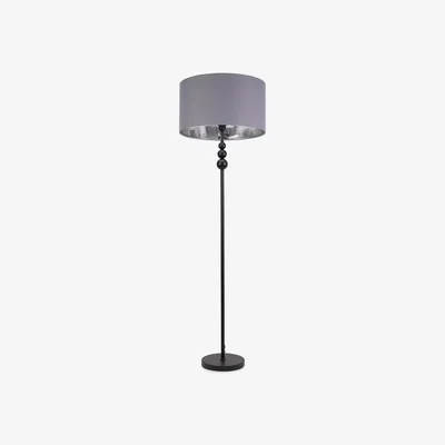 The Range Marissa Grey and Chrome Shade with Black Stacked Ball Floor Lamp with LED Bulb - Black