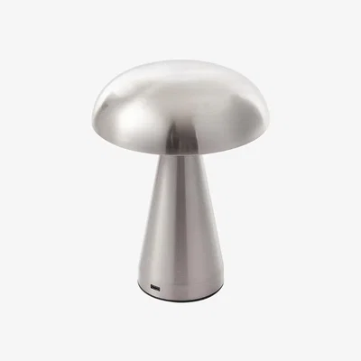 The Range Rechargeable Dimmable Mushroom LED Table Lamp - Silver