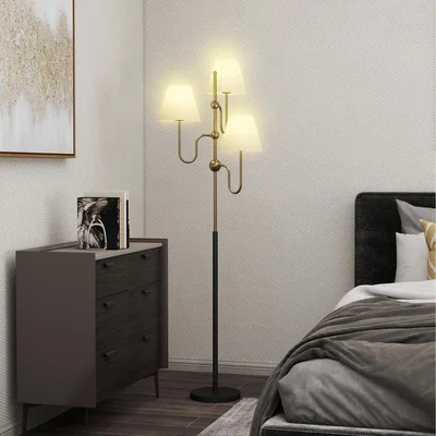 The Range HOMCOM 3Light Floor Lamp 165 cm Tall Standing Lamp with Foot Switch - Gold Tone