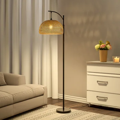 The Range Traditional Woven Rattan Floor Lamp - Brown