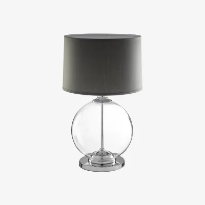 The Range Edna Glass Table Lamp wuth Grey Linen Shade - Black