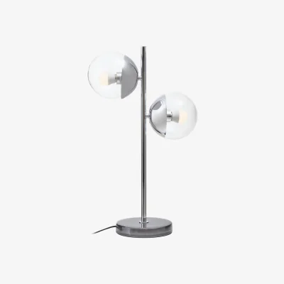 The Range Revive Two Light Silver and Black Marble Table Lamp - Silver