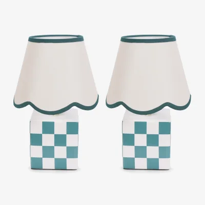 The Range Pair of Evie Table Lamp - Green / Bulbs Included