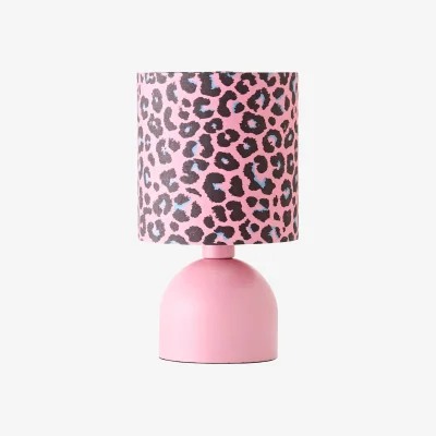 The Range Miley Pink Leopard Print Table Lamp with Drum Shade / No - Pink