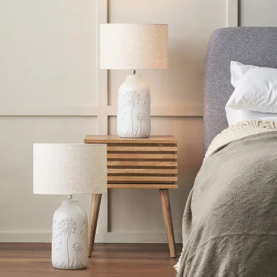 The Range Set of 2 Flora Floral Ceramic Table Lamps - White
