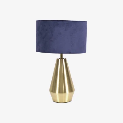The Range Jax Antique Brass Dimmable Touch Table Lamp with Velvet Drum Shade with LED Bulb - Gold