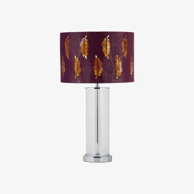The Range Aura Chrome Table Lamp With Burgundy Fern Cut Out Shade - Chrome & Burgundy