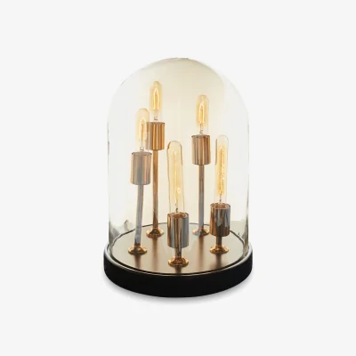 The Range Dome Amber Glass Table Lamp - Black