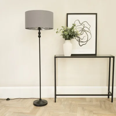The Range Maggie Floor Lamp with Metallic Inner Shade - Grey / Without Bulb