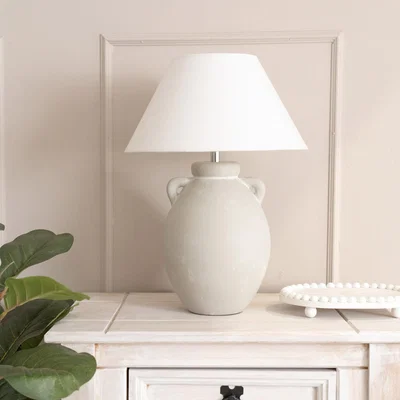 The Range Daphne Stoneware Vase Table Lamp with Linen Tapered Shade - Natural
