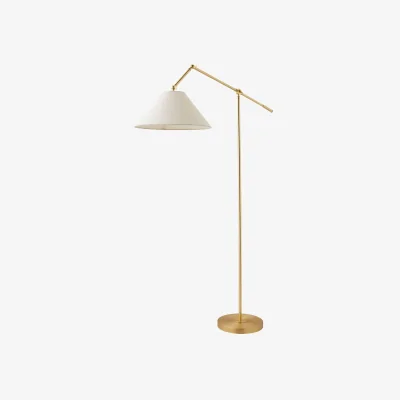 The Range Layla Brushed Gold Adjustable Floor Lamp with Linen Shade - Gold / No - Gold