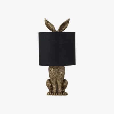 The Range Babs Table Lamp With Shade - Antique Gold Resin And Black Cotton