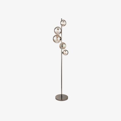 The Range Molly 5 Light Floor Lamp with Smoke Glass Shade - Black Chrome