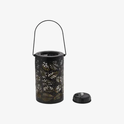 The Range Solar Metal Leaf Hollow Garden Projection Lamp - Black