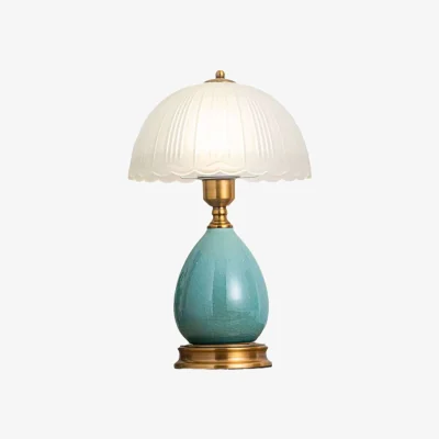 The Range Tiffany Ceramic Table Lamp with Frosted Glass Shade - Turquoise