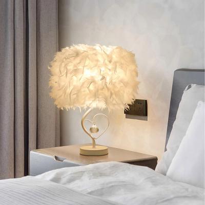 The Range HomeScape Table Lamp with Feather Lampshade - White