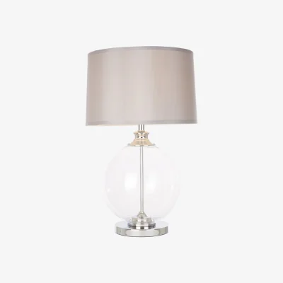 The Range Edna Small Clear Glass Table Lamp with Silver Silk Shade - Silver