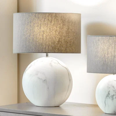 The Range Large Marble Effect Ceramic Table Lamp Complete With Shade - Marble effect