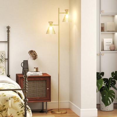 The Range HOMCOM Floor Lamp with Adjustable Dual Head - Gold Tone