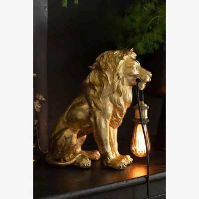 Rockett St George Quirky Gold Lion Lamp
