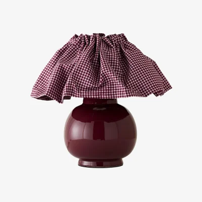 The Range Arabella Ceramic Table Lamp Pinstripe Shade - Burgundy / No - Burgundy