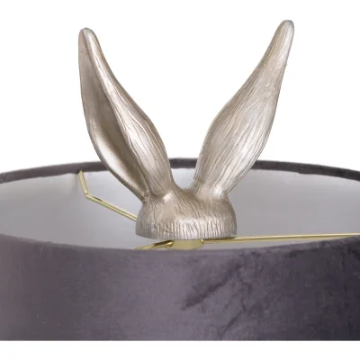 The Range Silver Hare Quirky Table Lamp With Velvet Shade - Silver