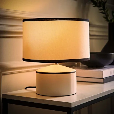 The Range Julia Ceramic and Linen Shade Table Lamp - White / Yes