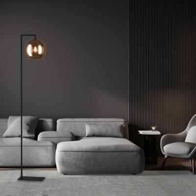 The Range EGLO Cordoba Modern Black Steel and Copper Vaporised Glass Floor Lamp - Black