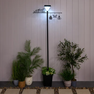 The Range Solar Welcome Lamp Post Light - Black