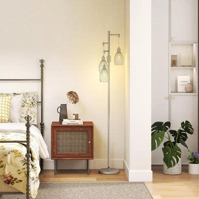 The Range HOMCOM Modern 3 Lights Floor Lamp Dimmable - Silver