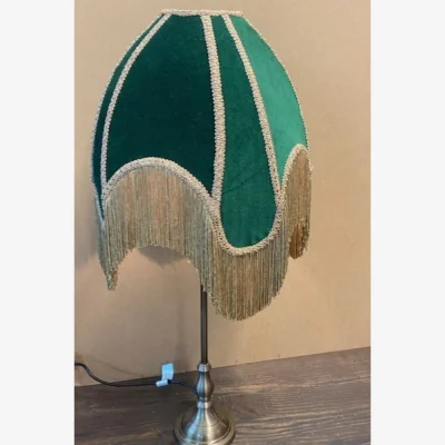 Rockett St George Winifred Green Velvet Fringe Table Lamp - SECONDS