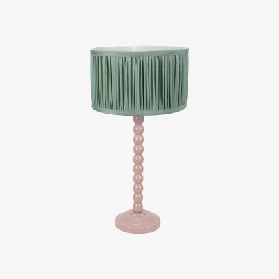 The Range Bobbins Table Lamp with Ruched Pleated Drum Shade - Green