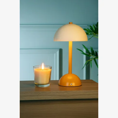 The Range Rechargeable Glass Shade Table Lamp - Yellow