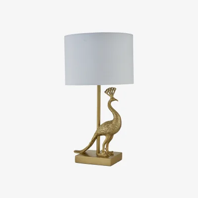 The Range Majestic Table Lamp With Shade - Gold Resin And White Cotton